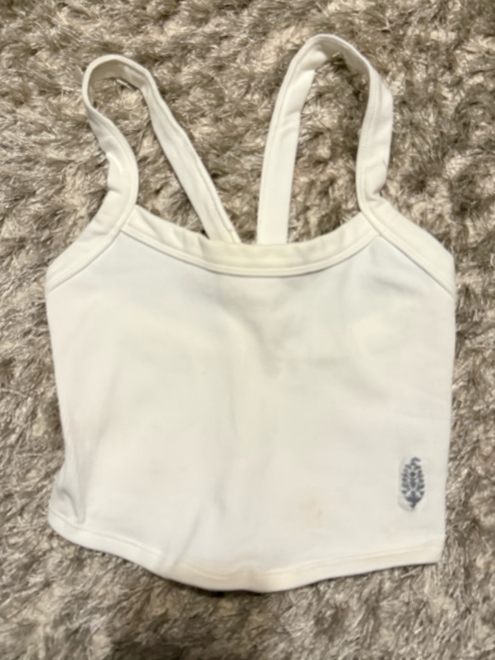Free People White Cropped Double-Strap Tank